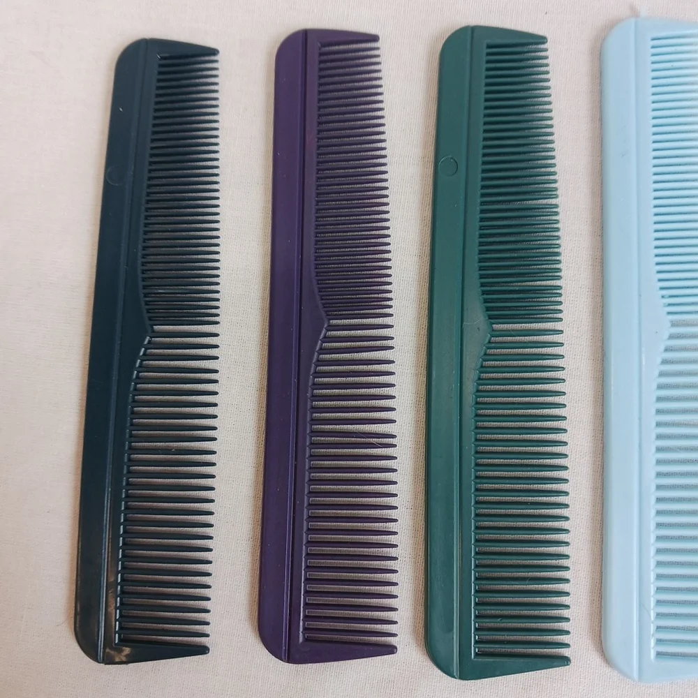 Vintage Plastic Pocket Combs Lot of Six Assorted Colors